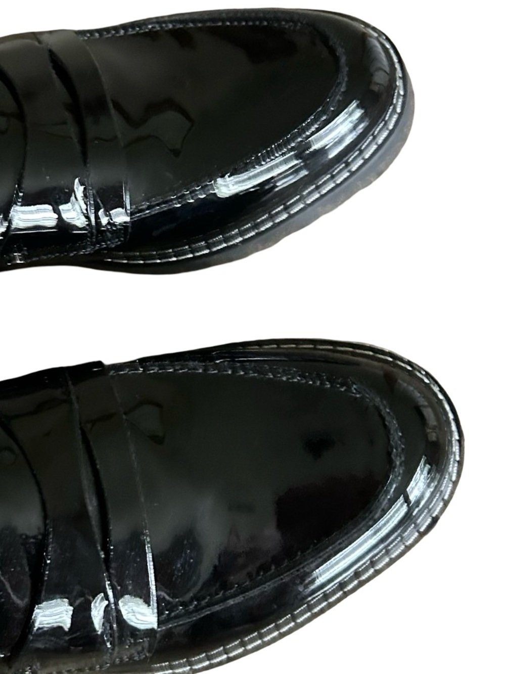 Franco Sarto Black Patent Lug Sole Penny Loafers Size 8.5 - Picture 9 of 9
